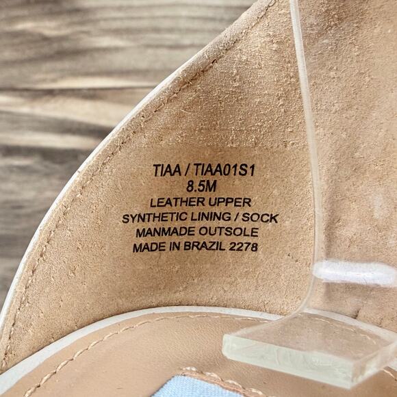 NIB Steve Madden 8.5M Tiaa Leather Two Piece Ankle Strap Block Heel Sandal Bone - Picture 10 of 13